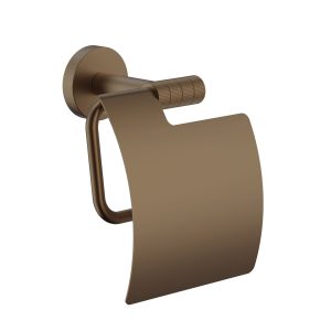 STRIA PORTE-PAPIER TOILETTE AVEC COUVERCLE – FINITION AVEC STRUCTURE STRIÉE RAFFINÉE – BRUN BRONZÉ (PVD)